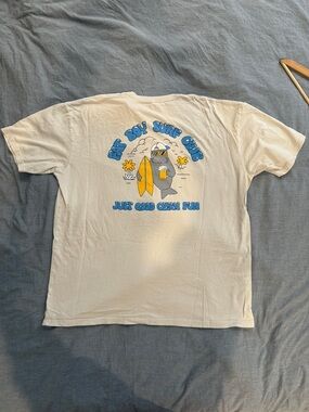 Surf Club Graphic Tee - Cream with Blue & Yellow Design